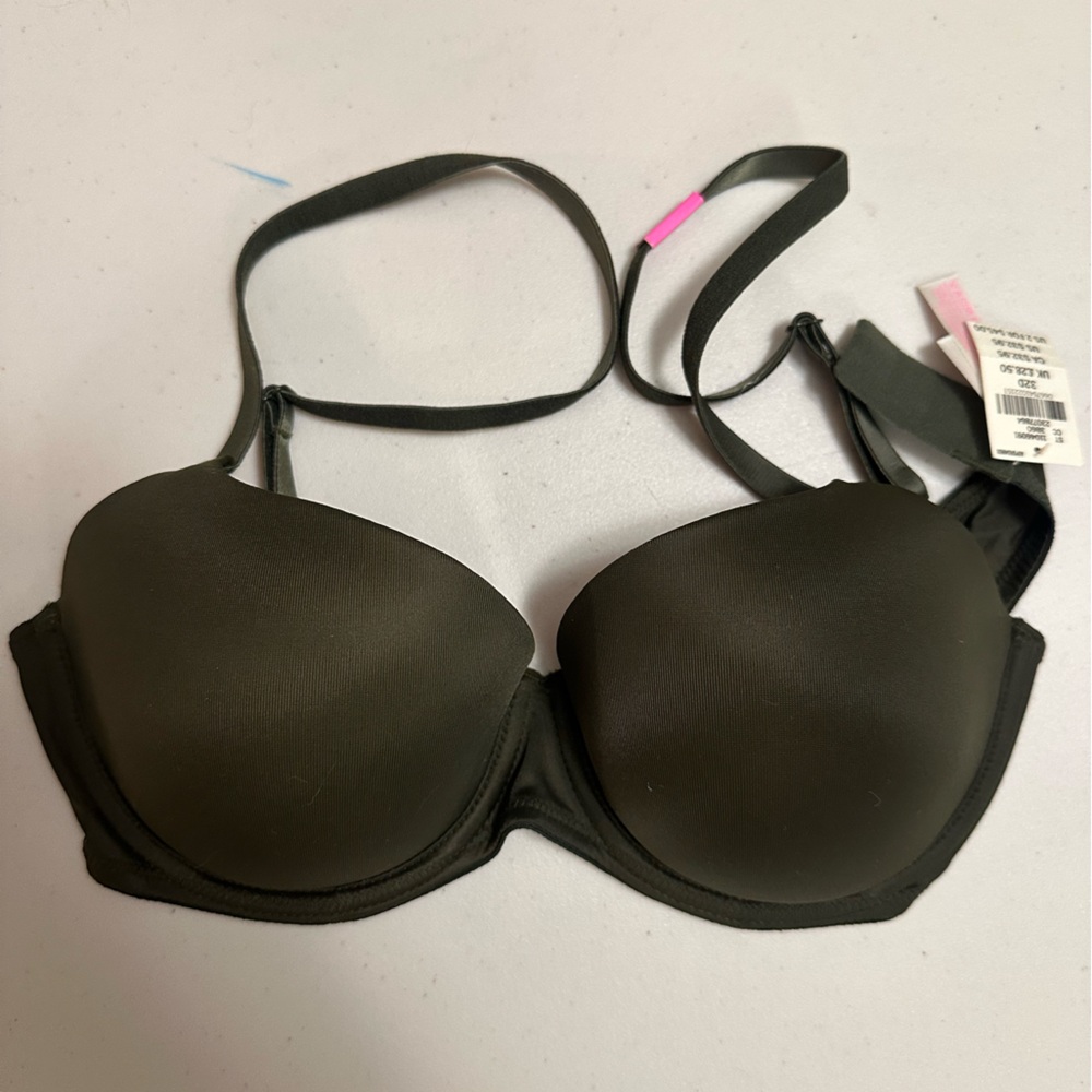PINK Victoria's Secret Dark Green Bra Lightly Lined 32D